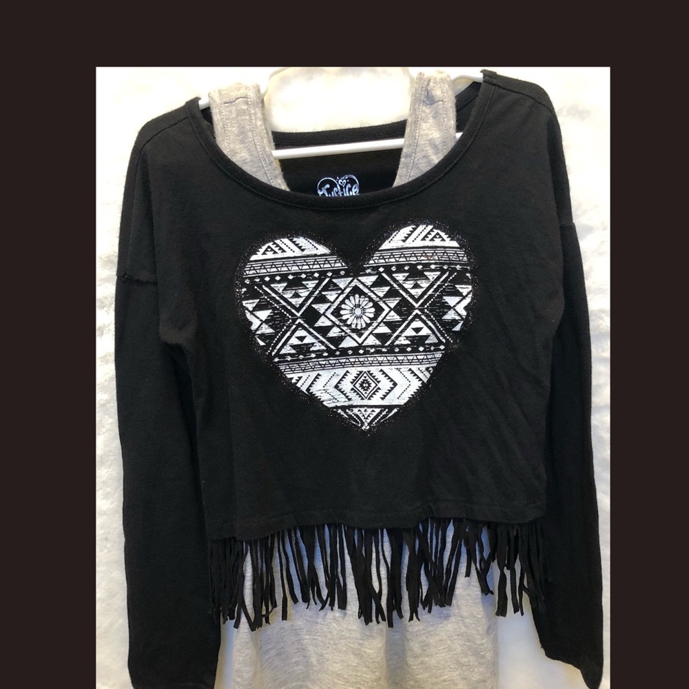 Girls long sleeve shirt with grey undershirt